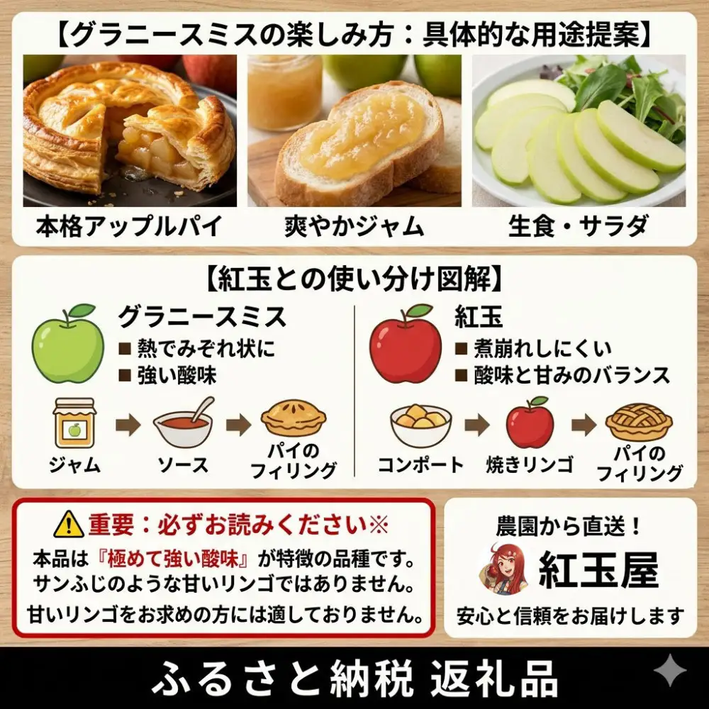 際立つ酸味！ 長野市産 グラニースミス 約4.5kg （お菓子作り・酸っぱいりんご好き専用） 希少品種 林檎 クッキングアップル