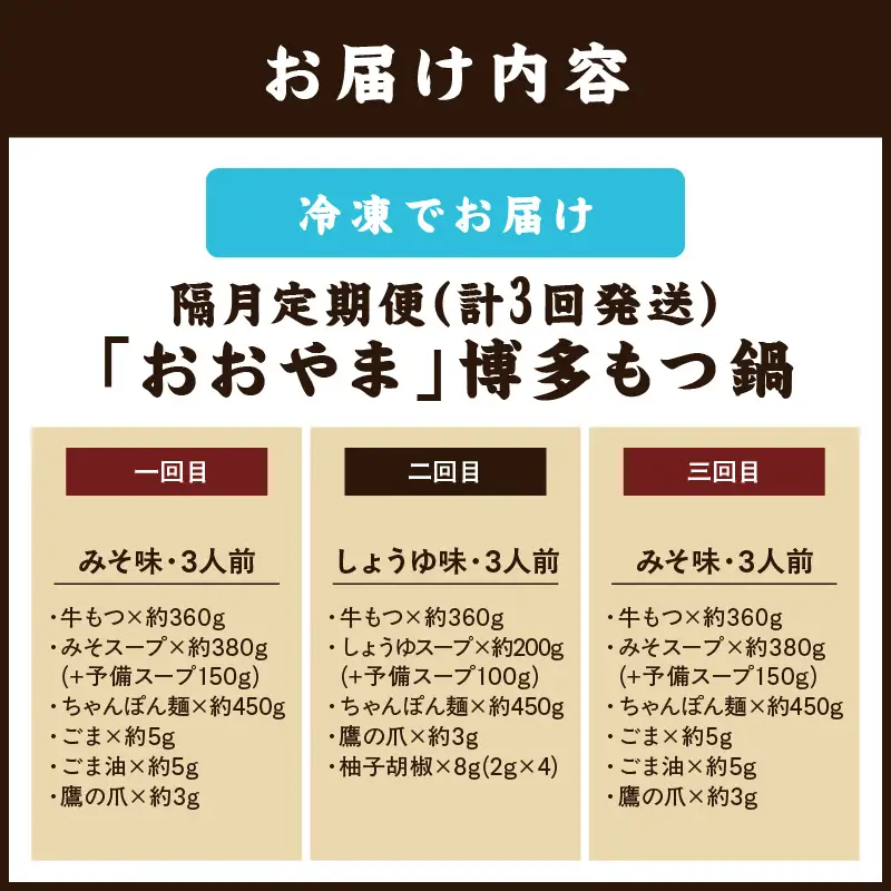 おおやまもつ鍋お届け便【隔月定期便(計3回発送)】【E4-002】