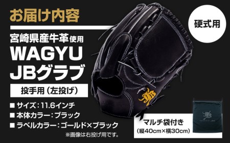 宮崎県産牛革使用 WAGYU JB 硬式用 グラブ 投手用 JB-001T(ブラック/左投げ用)