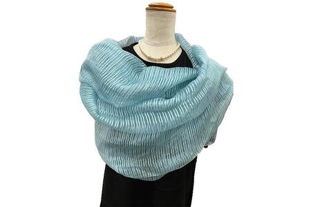 沖縄恩納村の青い海を感じて　生葉藍染め大判ストール　「珊瑚の海」