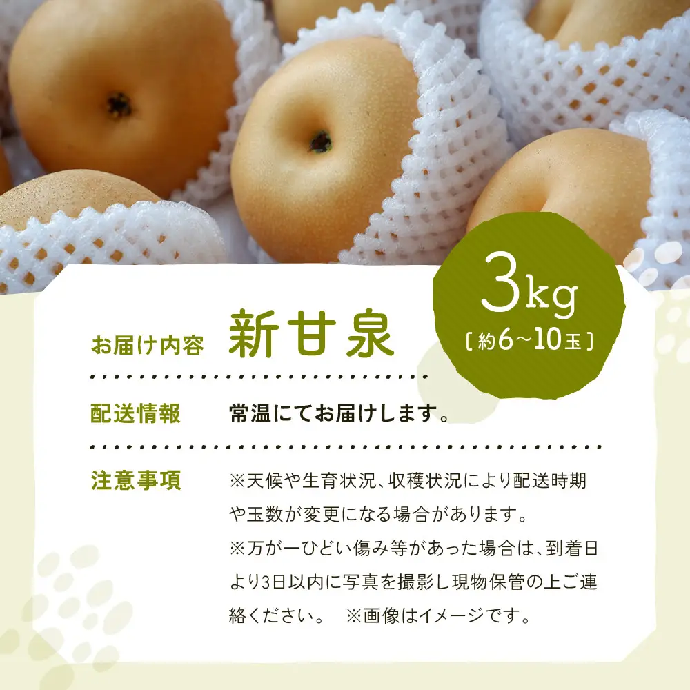 新甘泉梨 3kg箱(約6～10玉)