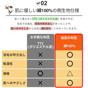 羽毛布団 シングル ハンガリー産 グースダウン93% 1.3kg ツインキルト 400dp