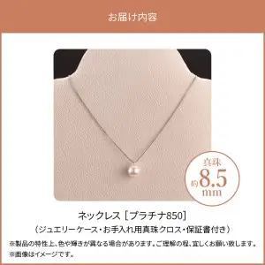 プラチナ850　あこや本真珠　パールネックレス　1珠　真珠8.5ｍｍ T04002