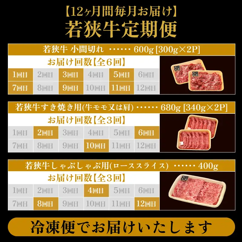 【定期便12ヶ月】ブランド牛 若狭牛 計6.8kg以上 国産牛肉 冷凍 [e02-o001]