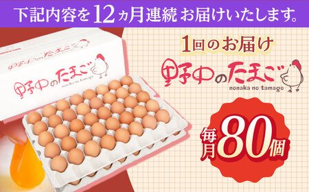【12回定期便】産みたて新鮮たまご 野中のたまご 80個[OAC009]