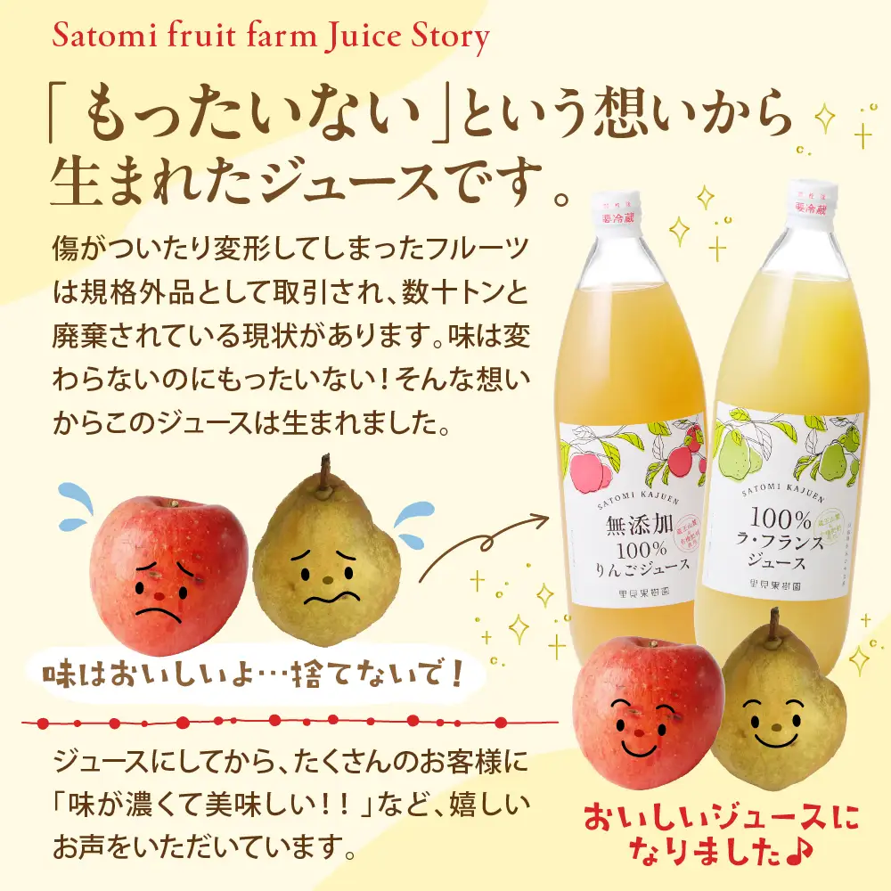 ＜飲み比べセット＞里見果樹園で採れたりんごジュースと完熟ラ・フランスジュース　0079-2636