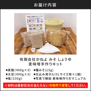 「かねよみそ しょうゆ」麦味噌 手作りキット 3kg K058-004 調味料