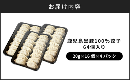 【第1回 日本全国！ ご当地冷凍食品大賞 2024-2025 優秀賞受賞！】鹿児島黒豚100%餃子 64個入り K027-009 肉 豚肉 惣菜 総菜 冷凍