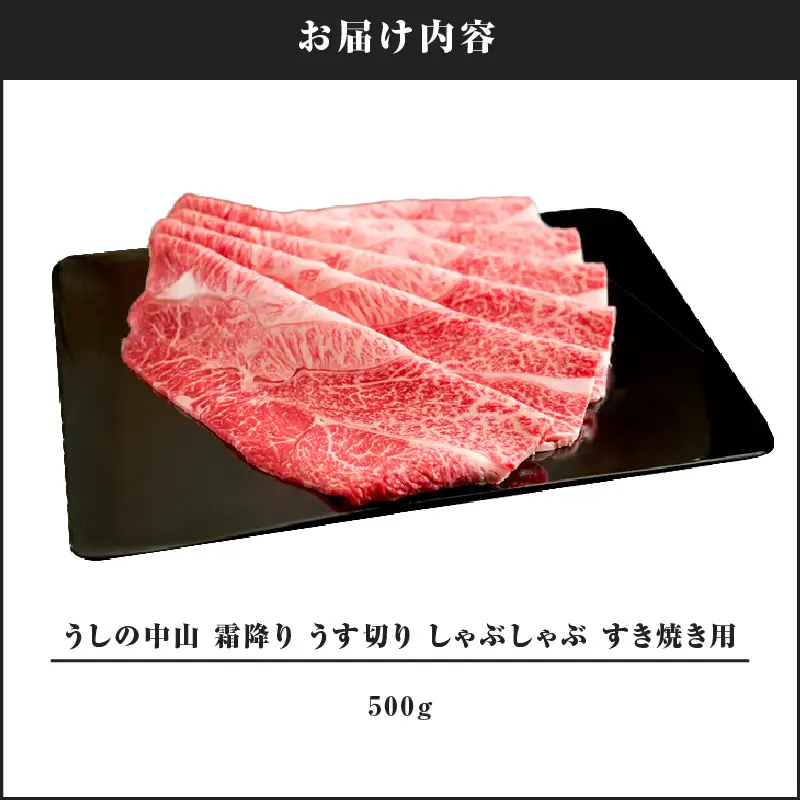 2107-1 うしの中山 霜降り うす切り しゃぶしゃぶ すき焼き用 500g KN050-035 肉 牛肉