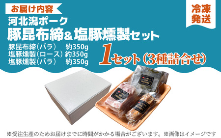 河北潟ポーク塩豚・昆布締・燻製セット / 豚肉 