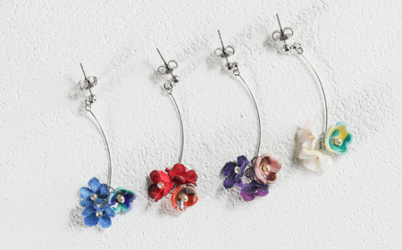 九谷焼×布花アクセサリー九谷花（KUTANIKA）雫（小花ピアス/イヤリング）