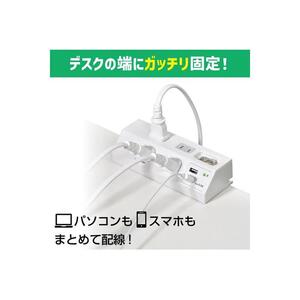 電源タップ　耐雷サージ　USBポート付き　スイッチ付き　卓上　USB×2ポート　4個口2ｍ　WLS-DS4232SUA(W)
