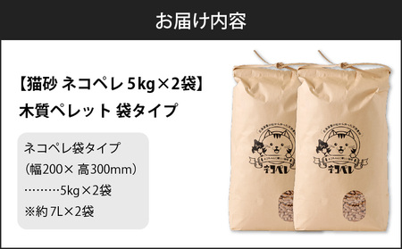 【 猫砂 ネコペレ 5kg × 2袋 】 木質ペレット 袋タイプ T008-004 日用品 ペット用品