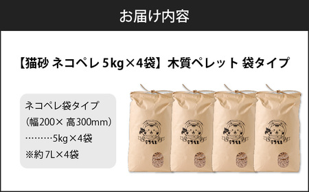【 猫砂 ネコペレ 5kg × 4袋 】 木質ペレット 袋タイプ T008-005 日用品 ペット用品
