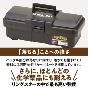 SUPER BOX SR-385 グレー 日本製 ツールボックス 道具箱 軽量 耐久性 対候性 ボックス 収納 頑丈 マイバスケット 持ち運び アウトドア キャンプ 釣り 片付け メンテナンス 収納 自宅 強靭 タフ 防災 備蓄 リングスター 奈良県 生駒市 送料無料
