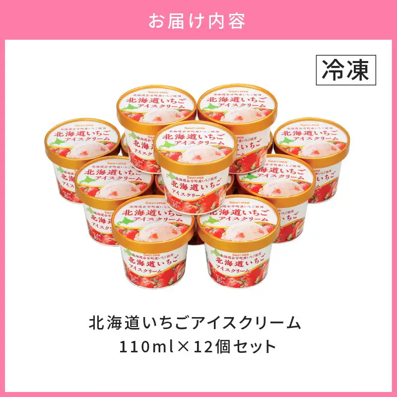 北海道いちごアイスクリーム 110ml×12個セット ギフト_Y051-0001