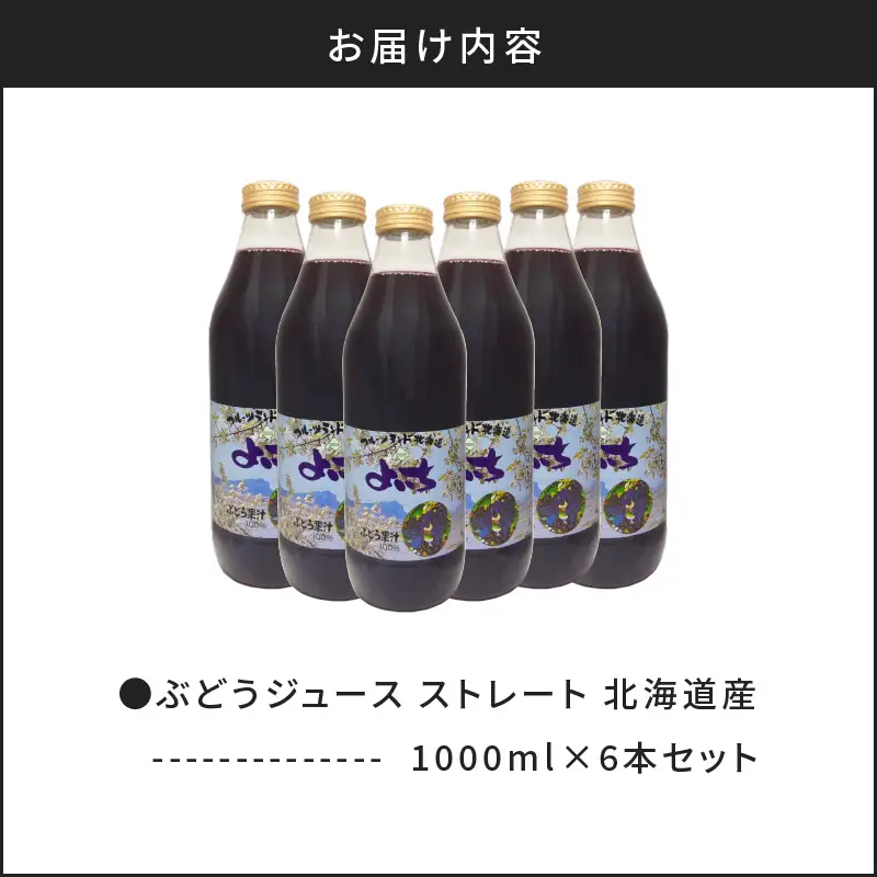 風味豊かな余市産ぶどう100％ジュース1,000ｍｌ×6本セット_Y018-0054