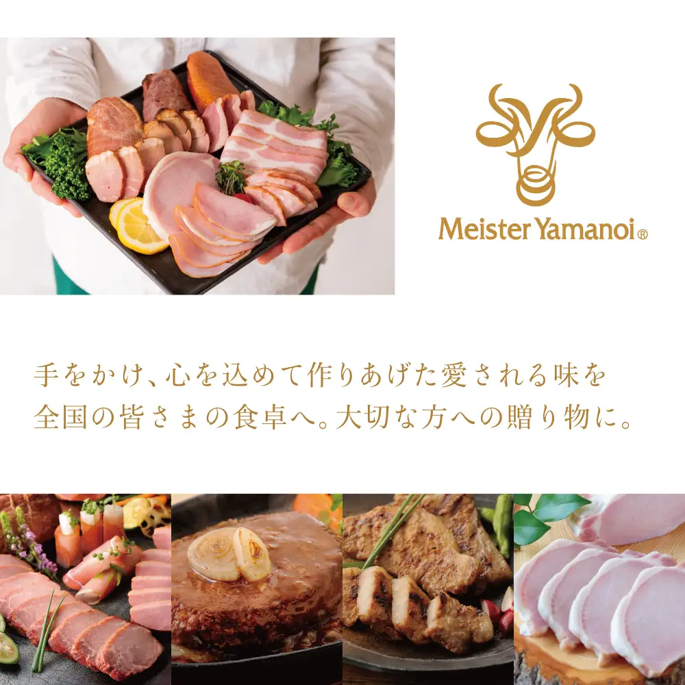 【マイスター山野井】5種類の焼豚とハム・ベーコン詰め合わせ（9種） チャーシュー ハム 焼き豚 ロースハム 合鴨 みそ漬け ハムギフト グルメ 惣菜 おかず ギフトセット 詰合せ アソート プレゼント 内祝い 贈り物 贈答用 化粧箱入り 南さつま市