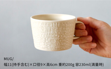 【波佐見焼】PATTERNED PLATE・MUG ペア ４点セット squall gray + ecru【BIRDS’ WORDS】[CF041] 波佐見焼