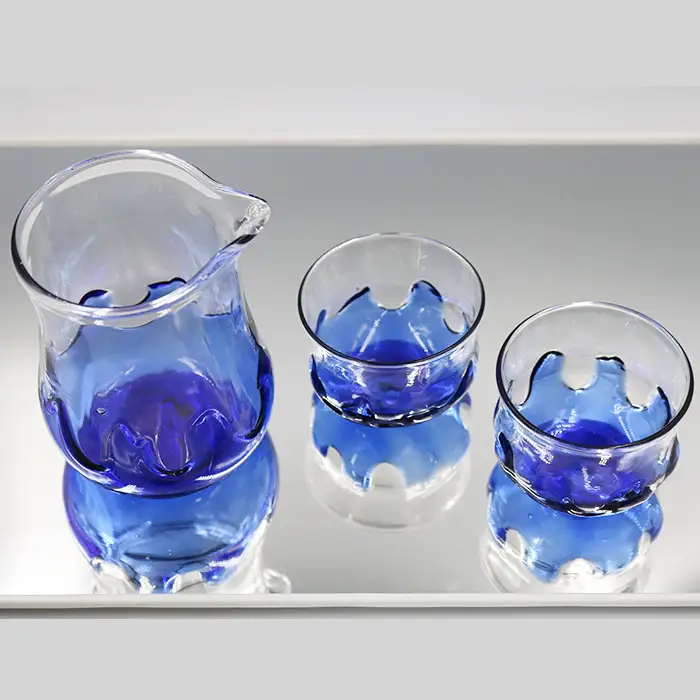 【SUKI GLASS STUDIO】 ガラス工芸品『波の酒器』 １セット　[0033-0001]