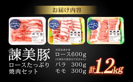 諫美豚焼肉セット計1.2kg / 豚肉 ぶたにく ロース バラ モモ 焼肉 小分け / 諫早市 / 株式会社土井農場 [AHAD057]