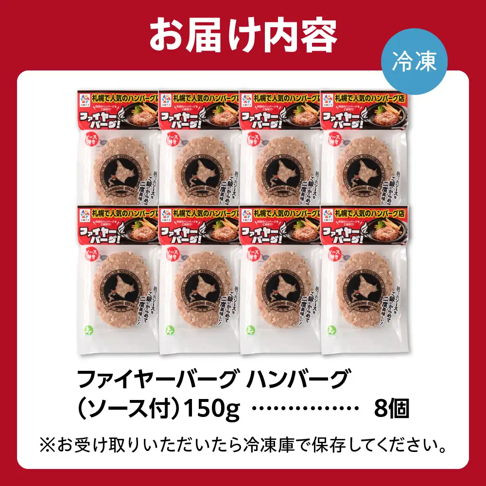 ハンバーグ 8個入 人気専門店[ファイヤーバーグ]のハンバーグ