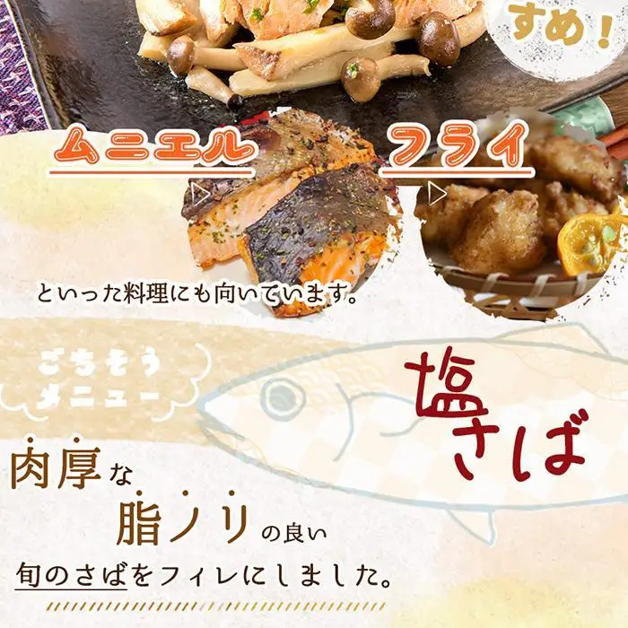 和歌山魚鶴仕込の甘口塩銀鮭切身4切&天然塩さばフィレ４枚（２切×２パック&２枚×２パック　小分け）