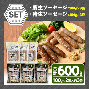 宇佐ジビエ無添加生ソーセージ詰合せ(合計6袋・2種)国産 ソーセージ ジビエ 惣菜 おかず お弁当 おつまみ 小分け 詰合せ セット 勝負めし【102000300】【サンセイ　安心院ソーセージ】