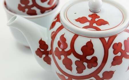 源右衛門窯 赤絵唐草文 茶器 食器 有田焼 お茶セット 有田焼 急須 ポット 有田焼 湯呑 有田焼 ティーセット 有田焼 A85-20