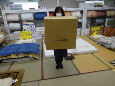 中級もめん綿入り布団　２枚　掛敷セット（お客様用に最適）向かい鶴柄【CW107W】