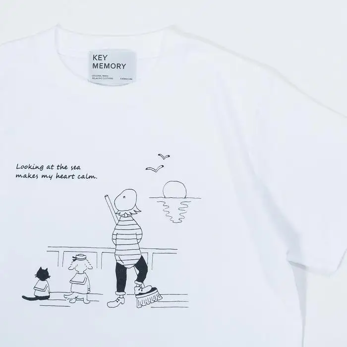《1》【KEYMEMORY鎌倉】Sea heartイラストTシャツ WHITE