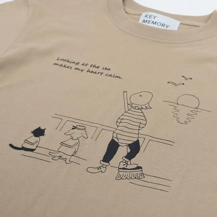 《2》【KEYMEMORY鎌倉】Sea heartイラストTシャツ BEIGE