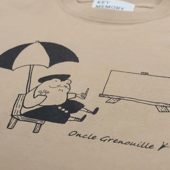 《1》【KEYMEMORY鎌倉】GrenouilleイラストTシャツ BEIGE
