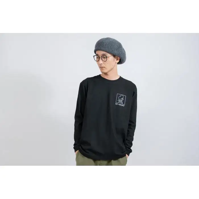 《0》【KEYMEMORY　鎌倉】ウィンドーイラストロングTシャツ　BLACK