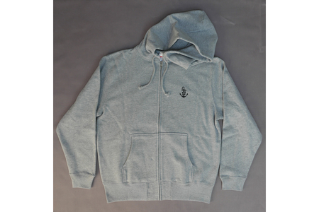 ジップアップパーカー【戦艦大和(背中横姿)】（ミックスグレー） XL(LL)サイズ 黒 black BLACK オリジナル ジッパー チャック 戦艦 大和 海軍 大人 日本製 広島県 呉市 ku091-056-ll-r