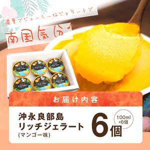 沖永良部島リッチジェラート(マンゴー味)6個セット W009-080u 冷凍 スイーツ