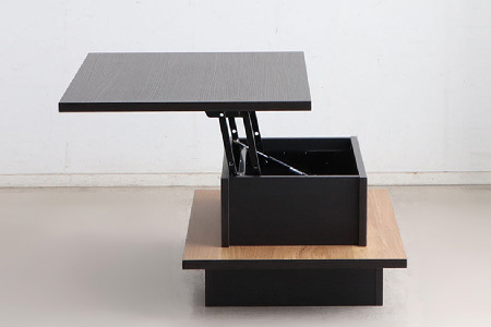 【東馬家具】FEEL(フィール)リフトアップテーブルBK(H060596)