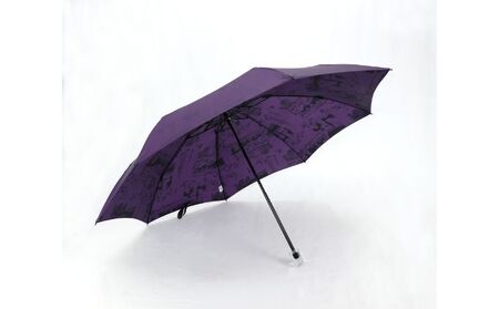 晴雨兼用折傘モンプリュイ・東京 小物 雑貨 婦人用 雨傘 日傘 レディース 雨具 梅雨 レイングッズ 玉留一体型 雨の日 晴れの日 UV加工  パープル