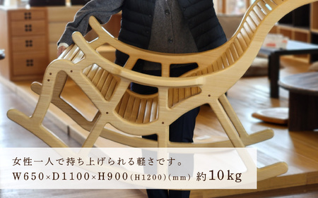 桐のロッキングチェア ゆらりいす《サイズ：約W580 D1300 H900（mm）・重さ：約10kg》天然無垢材の桐 揺り椅子
