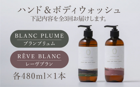 【全3回定期便】COKONLAB ハンド＆ボディウォッシュ BR480ml 2本セット【株式会社 あつまるホールディングス NSP山鹿工場】化粧品 コスメ 美容 国産 ボディケア ハンドケア [ZBR023]