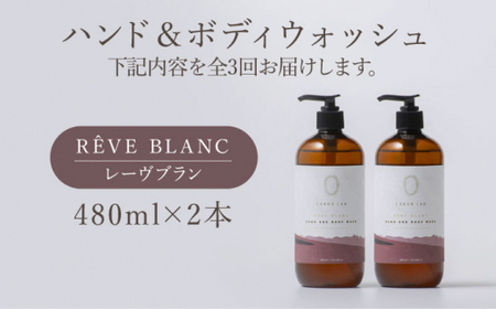 【全3回定期便】COKONLAB ハンド＆ボディウォッシュ レーヴブラン480ml×2本【株式会社 あつまるホールディングス NSP山鹿工場】化粧品 コスメ 美容 国産 ボディケア ハンドケア [ZBR022]