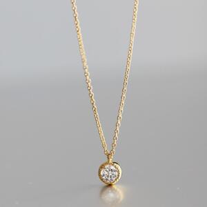 K18イエローゴールド【ラボグロウンダイヤモンドネックレス】0.2ct 人気のミルグレイン 長さ40cm LAB-K18-003 ネックレス
