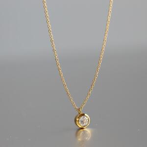 K18イエローゴールド【ラボグロウンダイヤモンドネックレス】0.2ct クラシカルなふくりん留め 長さ40cm LAB-K18-004 ネックレス