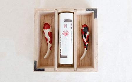コイオキ 色漆錦鯉 2折（紅白・三色） 民芸品 工芸品 