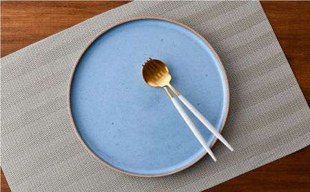【波佐見焼】テラコッタ BLUE 24cm プレート L パスタ皿 フラット 皿 食器 丸皿 大皿【利左エ門窯】[QB52] 波佐見焼