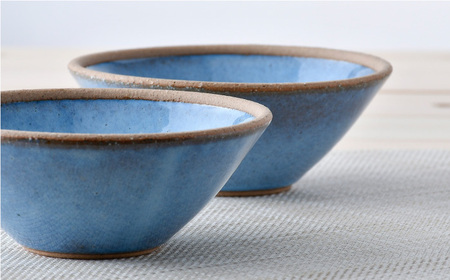 【波佐見焼】テラコッタ BLUE ボウル (Ｓ) ペアセット 皿 食器 小鉢【利左エ門窯】[QB54] 波佐見焼