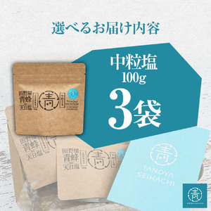 塩職人 田野屋青蜂　完全天日塩中粒 3袋セット 