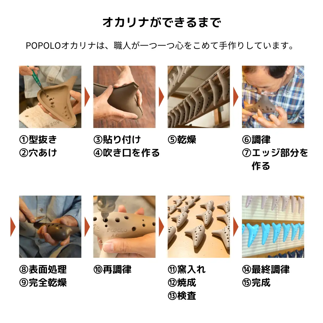 POPOLOスタンダード アルトC レッド オカリナ ポポロオカリナ 楽器 音楽 初心者 アルトC 陶器製管 [DJ003sa]
