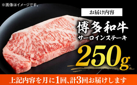 【全3回定期便】【厳選部位使用！】博多和牛A4以上サーロインステーキ250g×1枚 牛肉 肉 [ABBP045] 