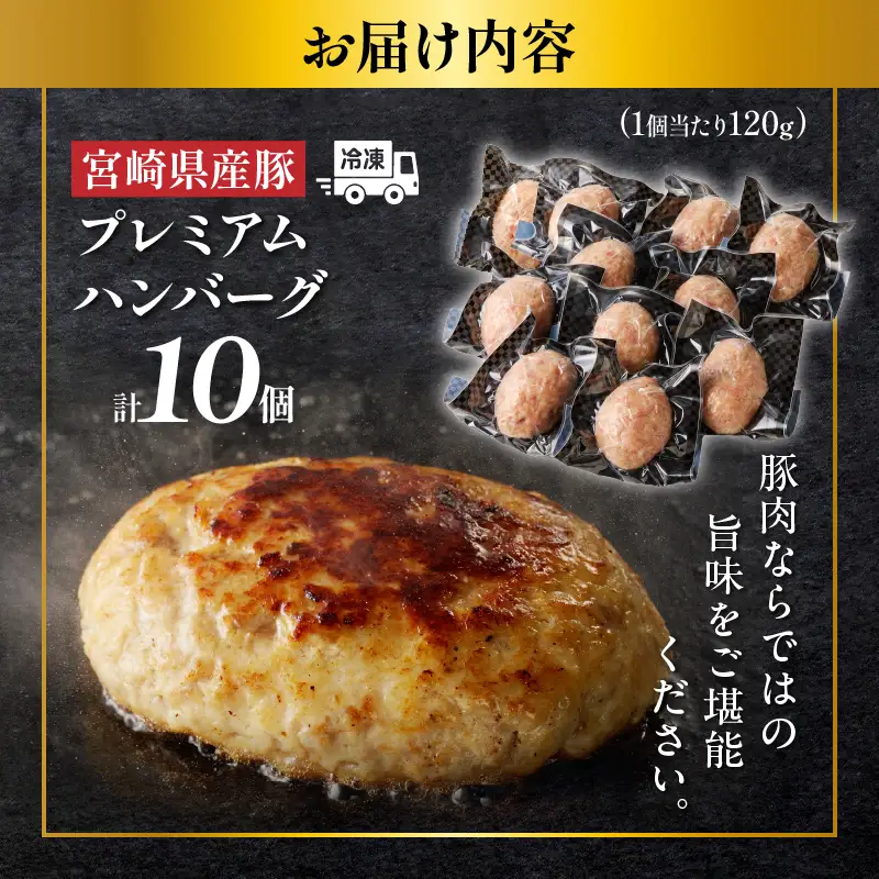 宮崎県産豚プレミアムハンバーグ(計10個) 肉 豚肉 加工品 惣菜 国産_T001-0105